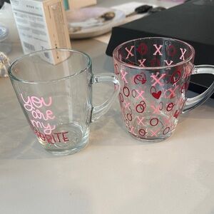 Set of Two Valentines Glass Mugs
